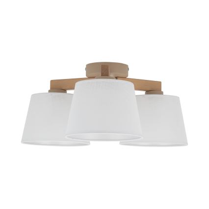 Brilagi - Overflademonteret loftlampe LATTE SABIA 3xE27/60W/230V fyrtræ/hvid