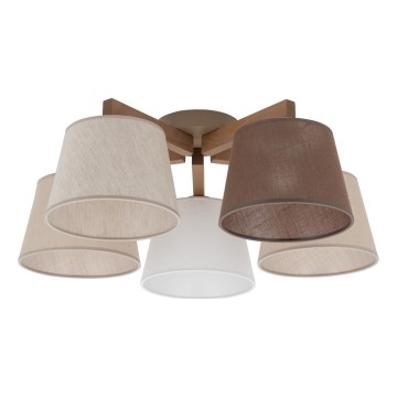 Brilagi - Overflademonteret loftlampe LATTE SABIA 5xE27/15W/230V fyrretræ/mix