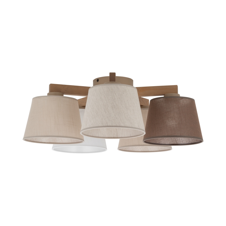 Brilagi - Overflademonteret loftlampe LATTE SABIA 5xE27/15W/230V fyrretræ/mix