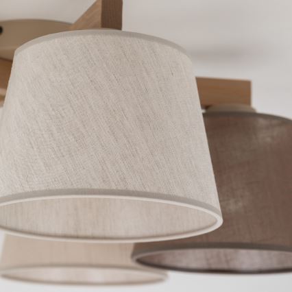 Brilagi - Overflademonteret loftlampe LATTE SABIA 5xE27/15W/230V fyrretræ/mix