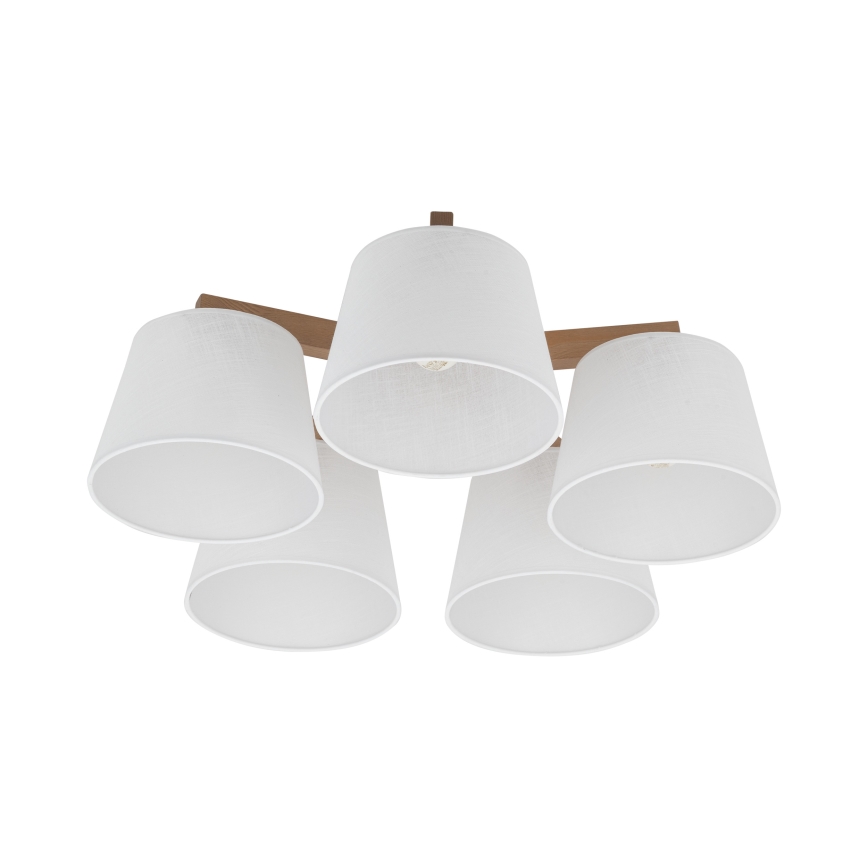 Brilagi - Overflademonteret loftlampe LATTE SABIA 5xE27/15W/230V fyrtræ/hvid