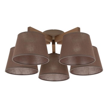 Brilagi - Overflademonteret loftlampe LATTE SABIA 5xE27/60W/230V fyrretræ/brun