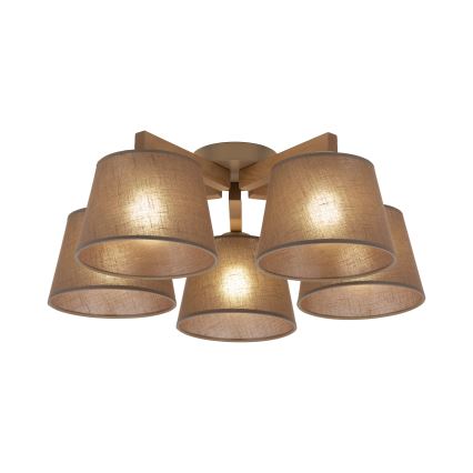 Brilagi - Overflademonteret loftlampe LATTE SABIA 5xE27/60W/230V fyrretræ/brun