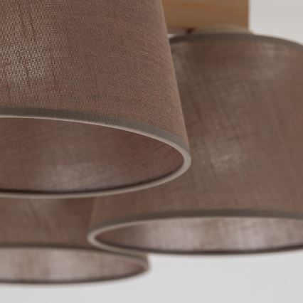 Brilagi - Overflademonteret loftlampe LATTE SABIA 5xE27/60W/230V fyrretræ/brun