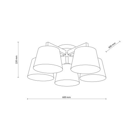 Brilagi - Overflademonteret loftlampe LATTE SABIA 5xE27/60W/230V fyrretræ/brun
