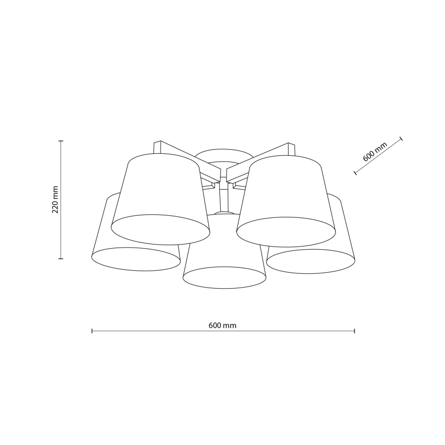 Brilagi - Overflademonteret loftlampe LATTE SABIA 5xE27/60W/230V fyrretræ/brun