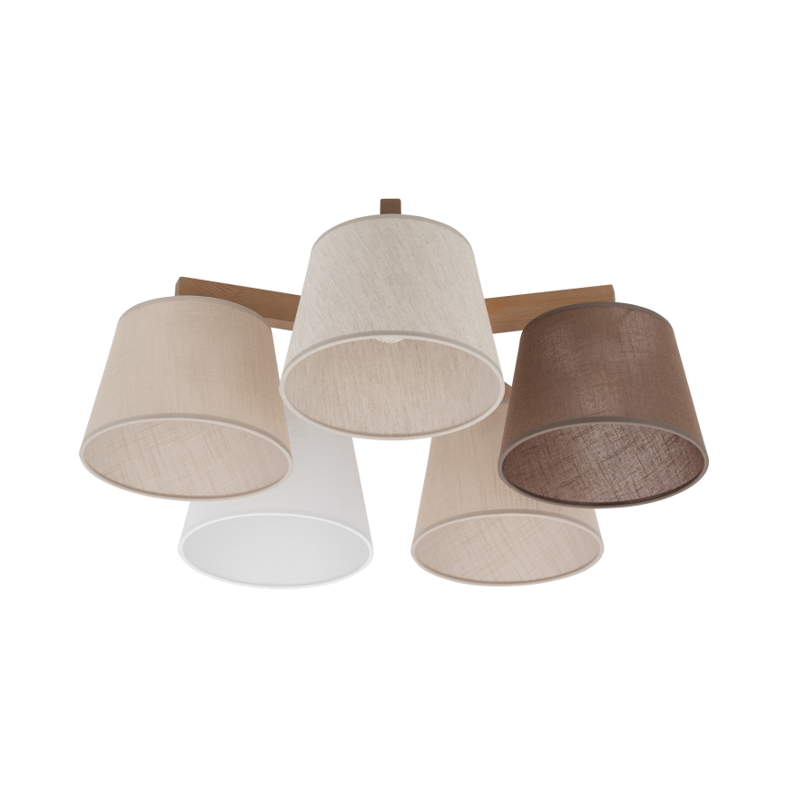 Brilagi - Overflademonteret loftlampe LATTE SABIA 5xE27/60W/230V fyrretræ/mix