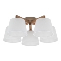 Brilagi - Overflademonteret loftlampe LATTE SABIA 5xE27/60W/230V fyrtræ/hvid