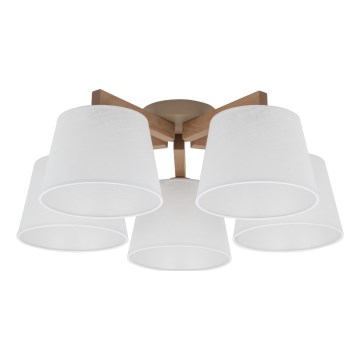 Brilagi - Overflademonteret loftlampe LATTE SABIA 5xE27/60W/230V fyrtræ/hvid