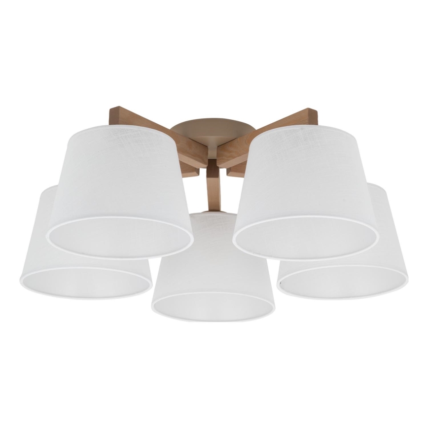Brilagi - Overflademonteret loftlampe LATTE SABIA 5xE27/60W/230V fyrtræ/hvid