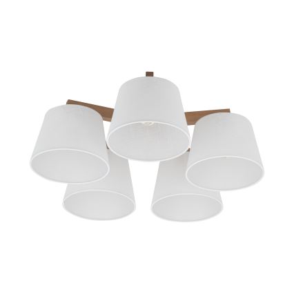 Brilagi - Overflademonteret loftlampe LATTE SABIA 5xE27/60W/230V fyrtræ/hvid