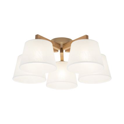 Brilagi - Overflademonteret loftlampe LATTE SABIA 5xE27/60W/230V fyrtræ/hvid