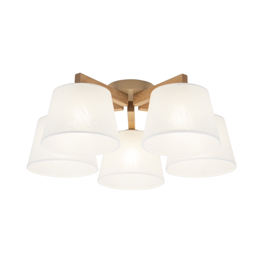 Brilagi - Overflademonteret loftlampe LATTE SABIA 5xE27/60W/230V fyrtræ/hvid