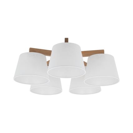 Brilagi - Overflademonteret loftlampe LATTE SABIA 5xE27/60W/230V fyrtræ/hvid