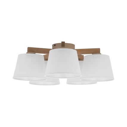 Brilagi - Overflademonteret loftlampe LATTE SABIA 5xE27/60W/230V fyrtræ/hvid