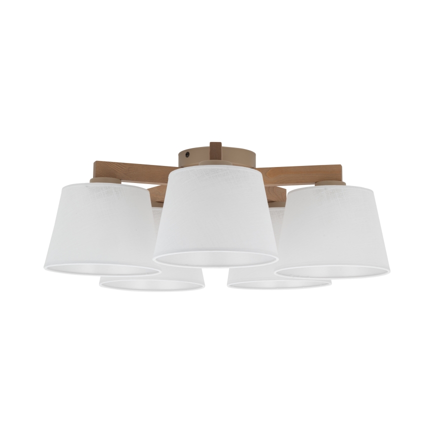 Brilagi - Overflademonteret loftlampe LATTE SABIA 5xE27/60W/230V fyrtræ/hvid