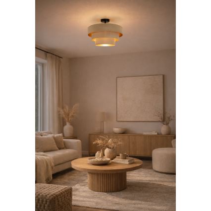 Brilagi - Overflademonteret loftlampe LUNETA 1xE27/60W/230V Ø 40 cm, beige/guld