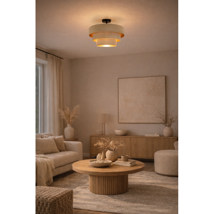 Brilagi - Overflademonteret loftlampe LUNETA 1xE27/60W/230V Ø 40 cm, beige/guld
