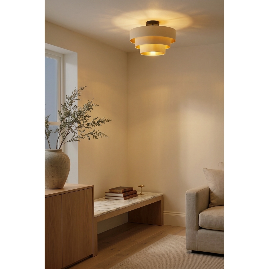 Brilagi - Overflademonteret loftlampe LUNETA 1xE27/60W/230V Ø 40 cm creme/guld
