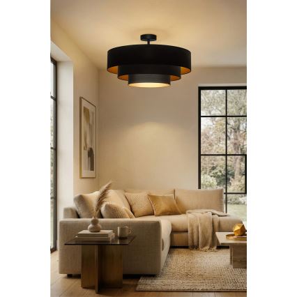 Brilagi - Overflademonteret loftlampe LUNETA 3xE27/60W/230V Ø 80 cm sort/guld