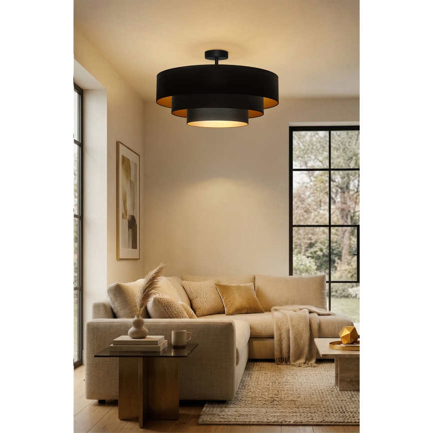 Brilagi - Overflademonteret loftlampe LUNETA 3xE27/60W/230V Ø 80 cm sort/guld