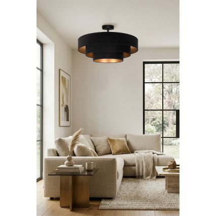 Brilagi - Overflademonteret loftlampe LUNETA 3xE27/60W/230V Ø 80 cm sort/guld