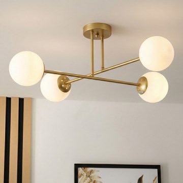 Brilagi - Overflademonteret loftlampe MALIVA 4xE14/15W/230V guld/hvid