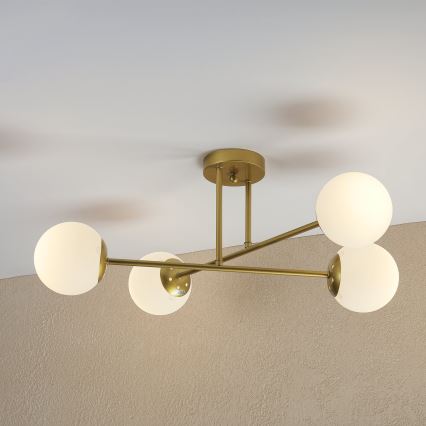 Brilagi - Overflademonteret loftlampe MALIVA 4xE14/15W/230V guld/hvid