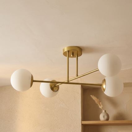 Brilagi - Overflademonteret loftlampe MALIVA 4xE14/15W/230V guld/hvid