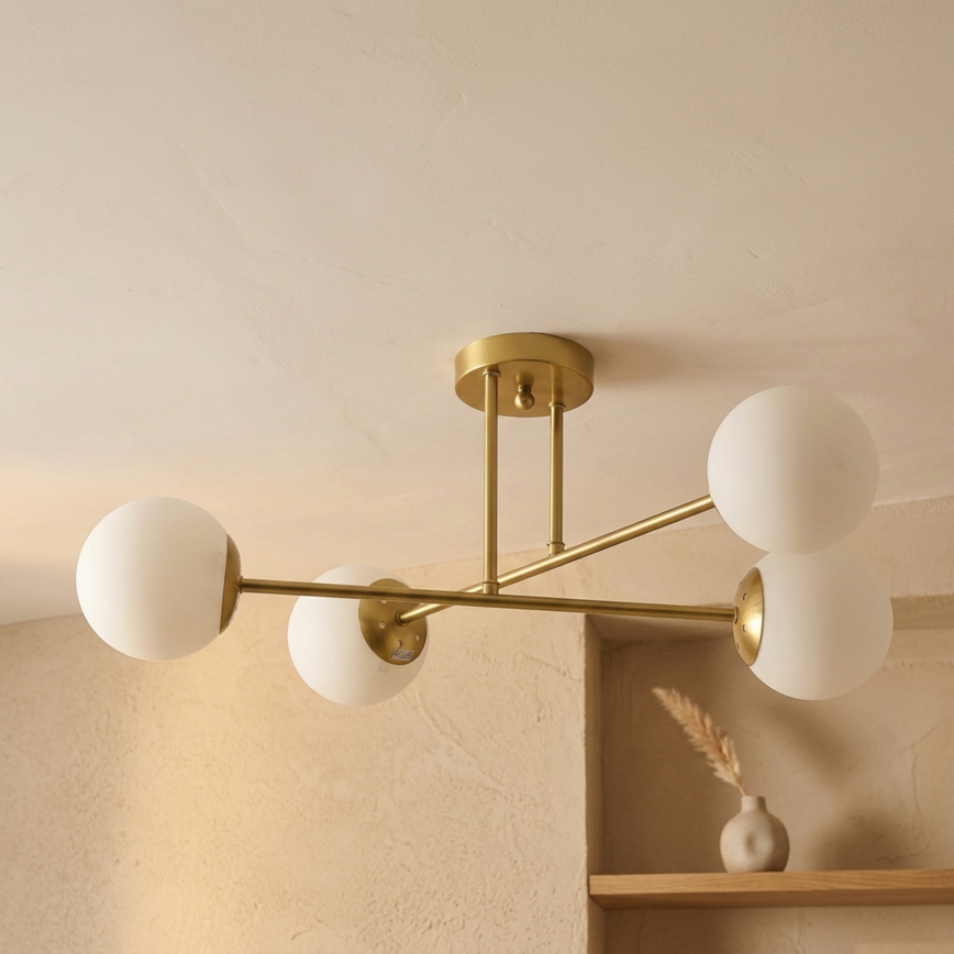 Brilagi - Overflademonteret loftlampe MALIVA 4xE14/15W/230V guld/hvid