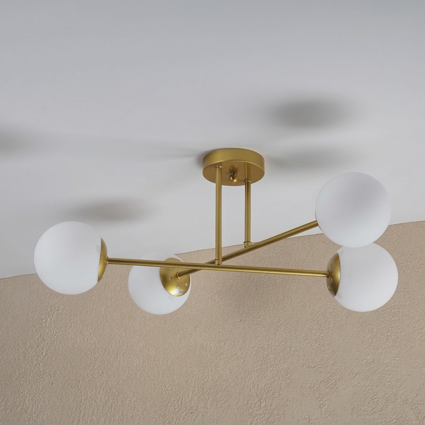 Brilagi - Overflademonteret loftlampe MALIVA 4xE14/15W/230V guld/hvid