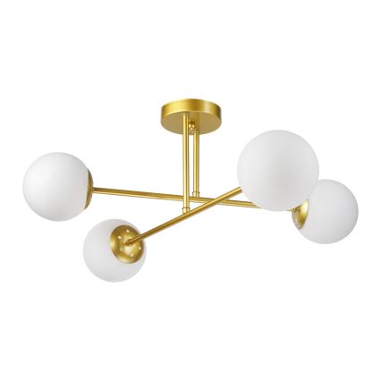 Brilagi - Overflademonteret loftlampe MALIVA 4xE14/15W/230V guld/hvid
