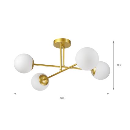 Brilagi - Overflademonteret loftlampe MALIVA 4xE14/15W/230V guld/hvid