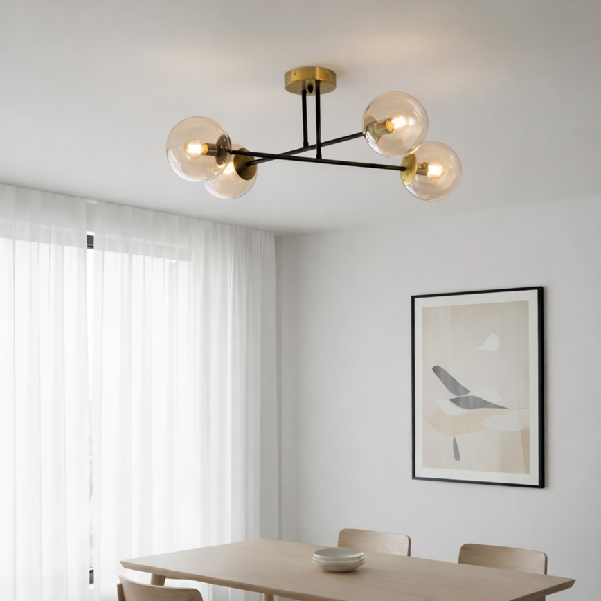 Brilagi - Overflademonteret loftlampe MALIVA 4xE14/15W/230V guld