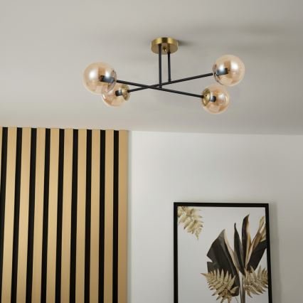 Brilagi - Overflademonteret loftlampe MALIVA 4xE14/15W/230V guld