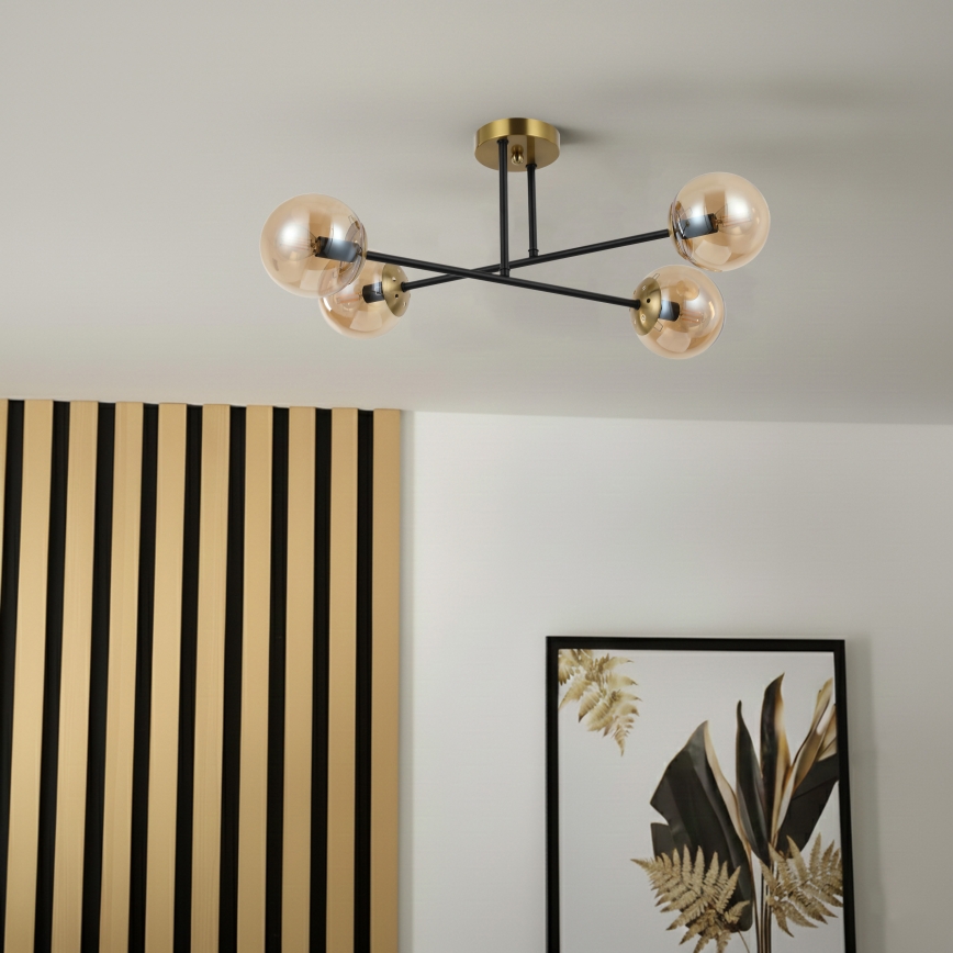 Brilagi - Overflademonteret loftlampe MALIVA 4xE14/15W/230V guld