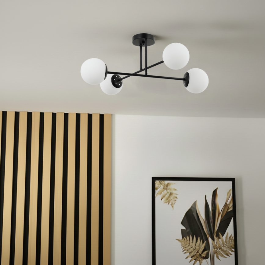 Brilagi - Overflademonteret loftlampe MALIVA 4xE14/15W/230V sort/hvid