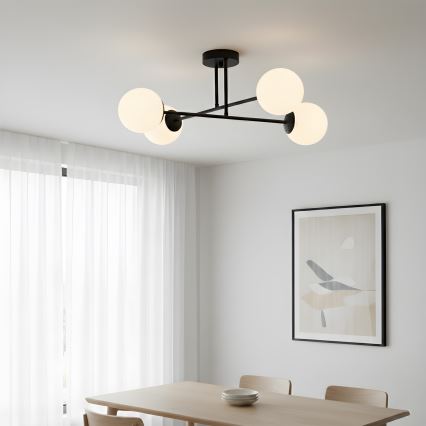 Brilagi - Overflademonteret loftlampe MALIVA 4xE14/15W/230V sort/hvid