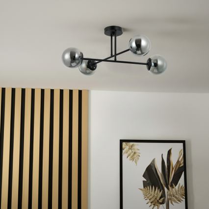 Brilagi - Overflademonteret loftlampe MALIVA 4xE14/15W/230V sort/røgfarvet