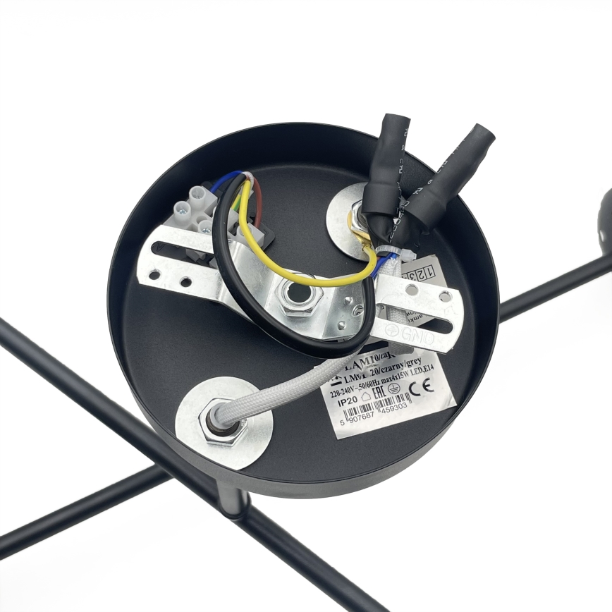 Brilagi - Overflademonteret loftlampe MALIVA 4xE14/15W/230V sort/røgfarvet