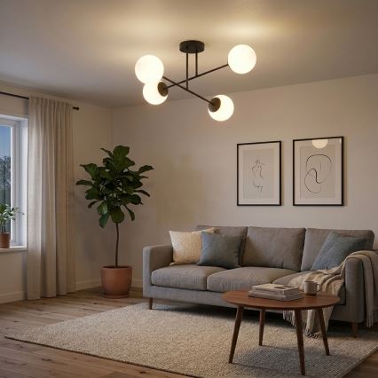 Brilagi - Overflademonteret loftlampe MILO 4xE27/60W/230V, sort