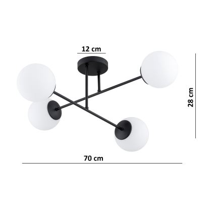 Brilagi - Overflademonteret loftlampe MILO 4xE27/60W/230V, sort