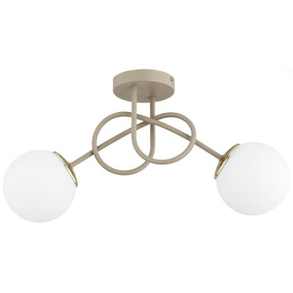 Brilagi - Overflademonteret loftlampe MILO ECRU 2xE27/60W/230V beige/guld