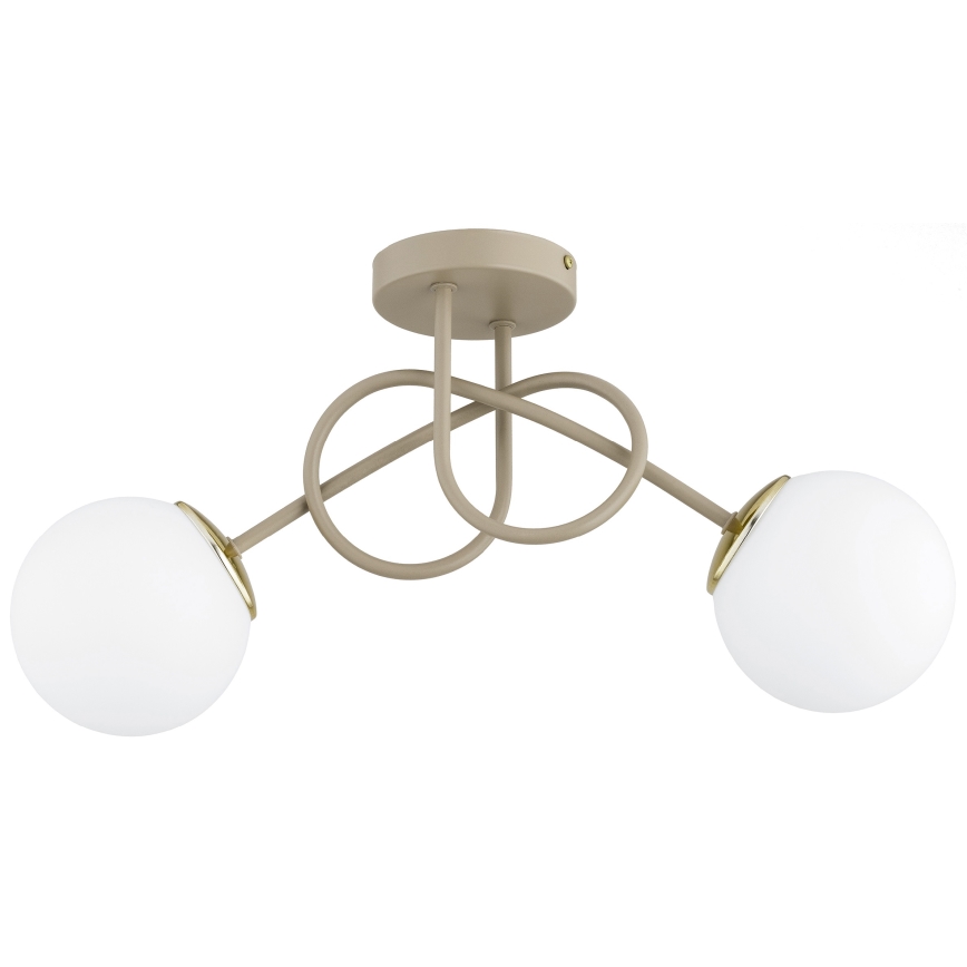 Brilagi - Overflademonteret loftlampe MILO ECRU 2xE27/60W/230V beige/guld