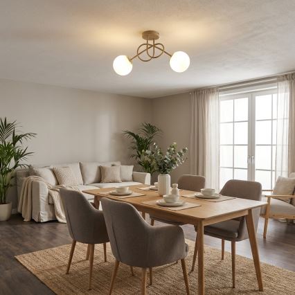 Brilagi - Overflademonteret loftlampe MILO ECRU 2xE27/60W/230V beige/guld