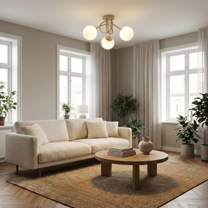 Brilagi - Overflademonteret loftlampe MILO ECRU 3xE27/60W/230V beige/guld