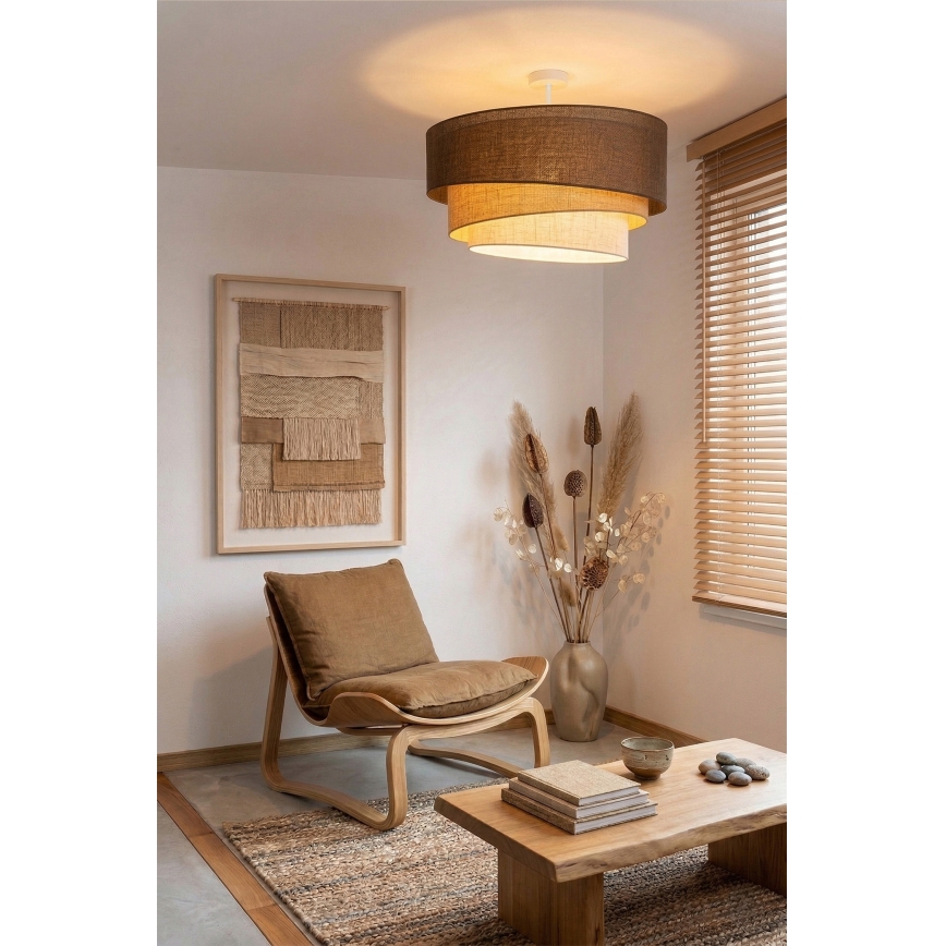 Brilagi - Overflademonteret loftlampe TRIO 3xE27/60W/230V Ø 60 cm brun/beige/hvid