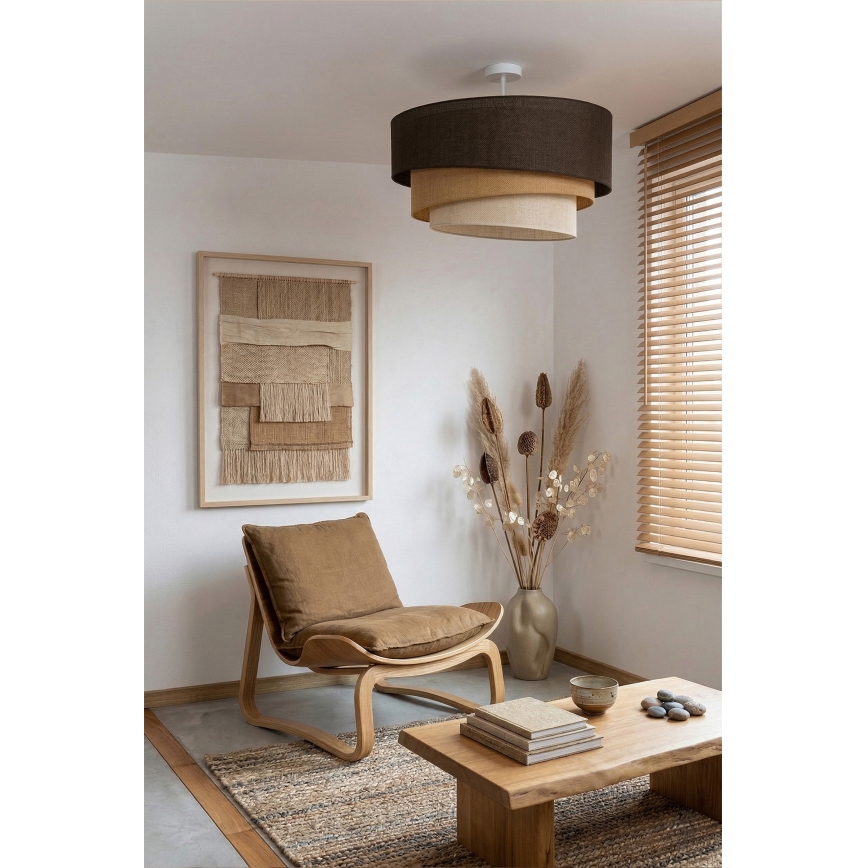 Brilagi - Overflademonteret loftlampe TRIO 3xE27/60W/230V Ø 60 cm brun/beige/hvid
