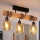 Brilagi - Overflademonteret loftlampe WOOD GLASS 3xE27/60W/230V fyrretræ/sort/røgbrun