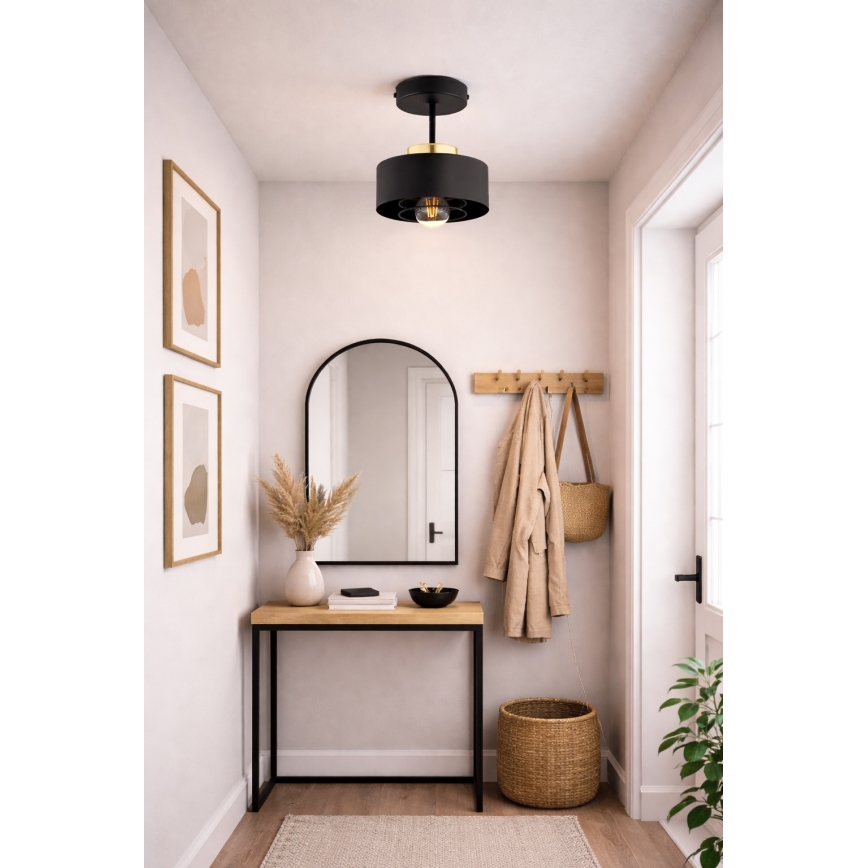 Brilagi - Overflademonteret lysekrone 1xE27/60W/230V sort/guld